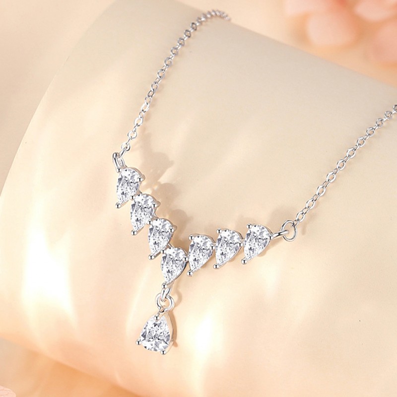 Versatile Wheat Droplet Set with Zircon Necklace 