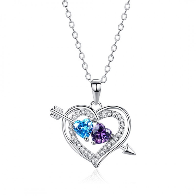 Cupid's Arrow Two-Tone Heart-shaped Inlaid Diamond Necklace