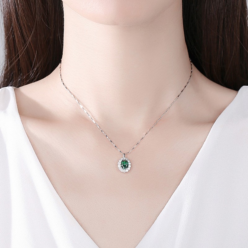 Emerald Necklace Pure Silver 