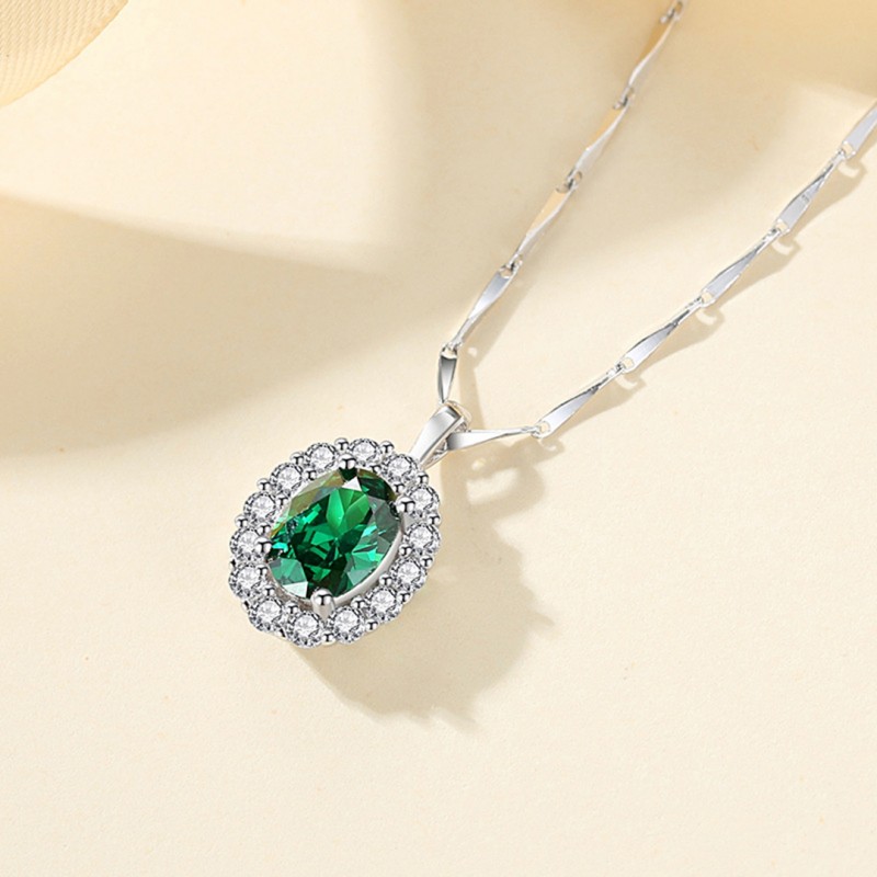 Emerald Necklace Pure Silver 