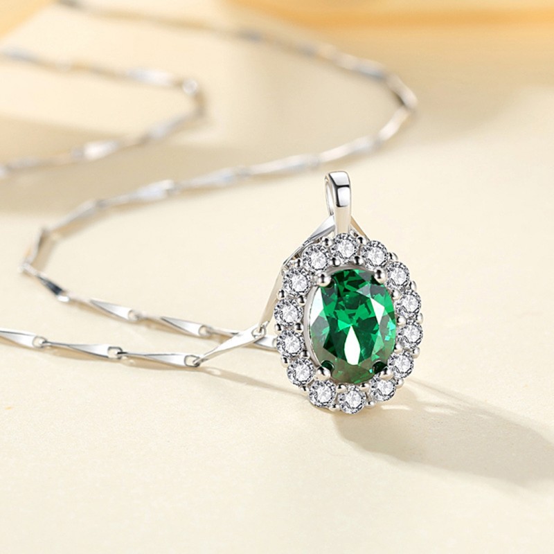 Emerald Necklace Pure Silver 