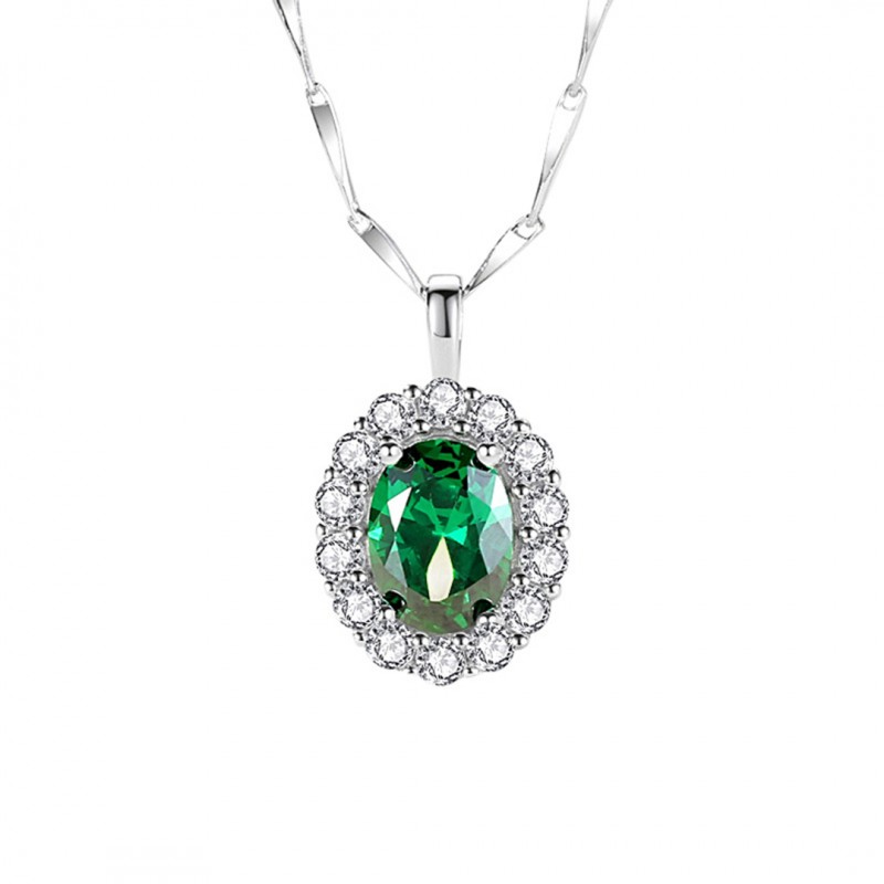 Emerald Necklace Pure Silver 