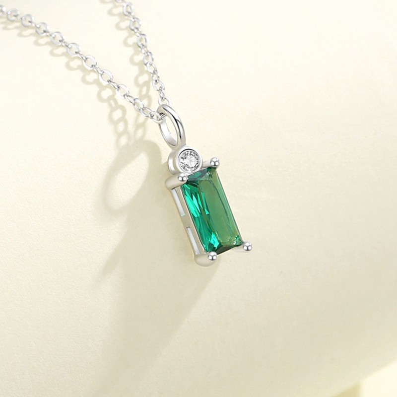 Vintage Necklace with Square Emerald Cubic Zirconia