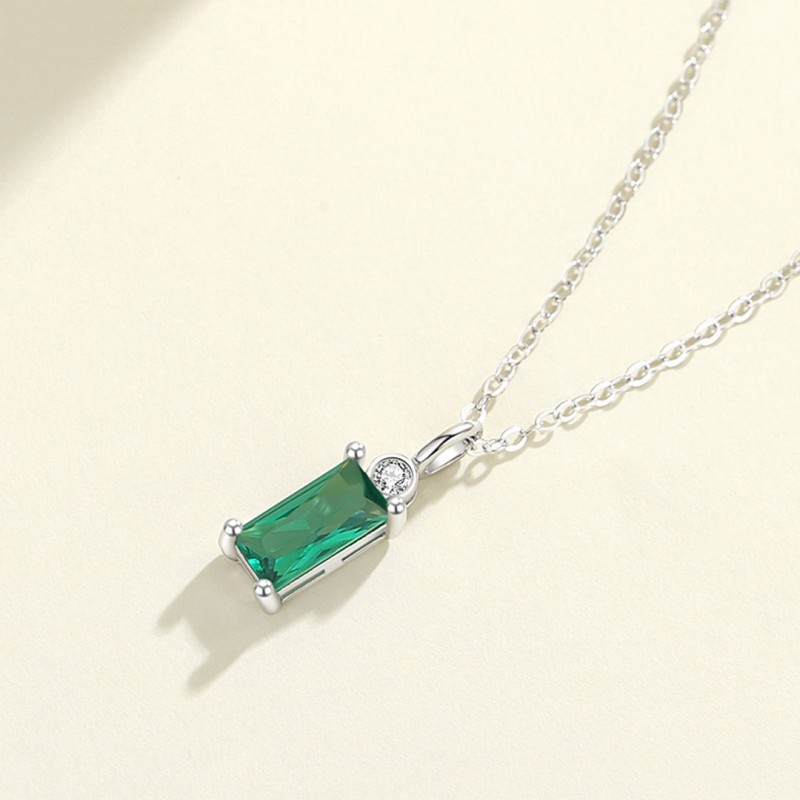 Vintage Necklace with Square Emerald Cubic Zirconia