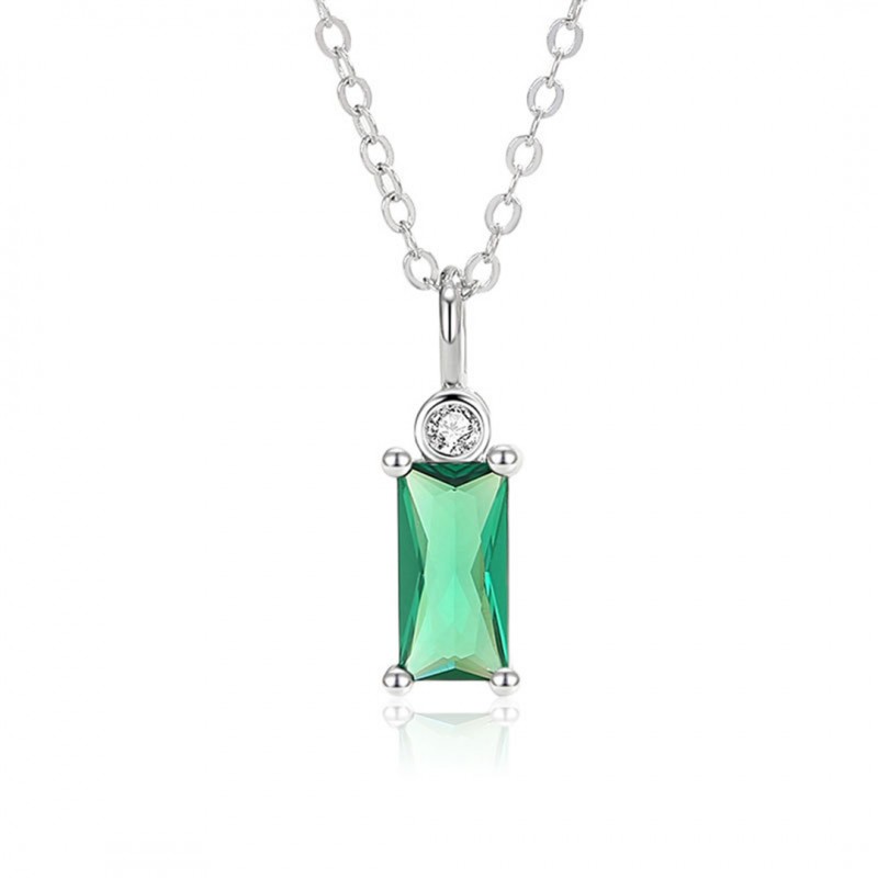 Vintage Necklace with Square Emerald Cubic Zirconia