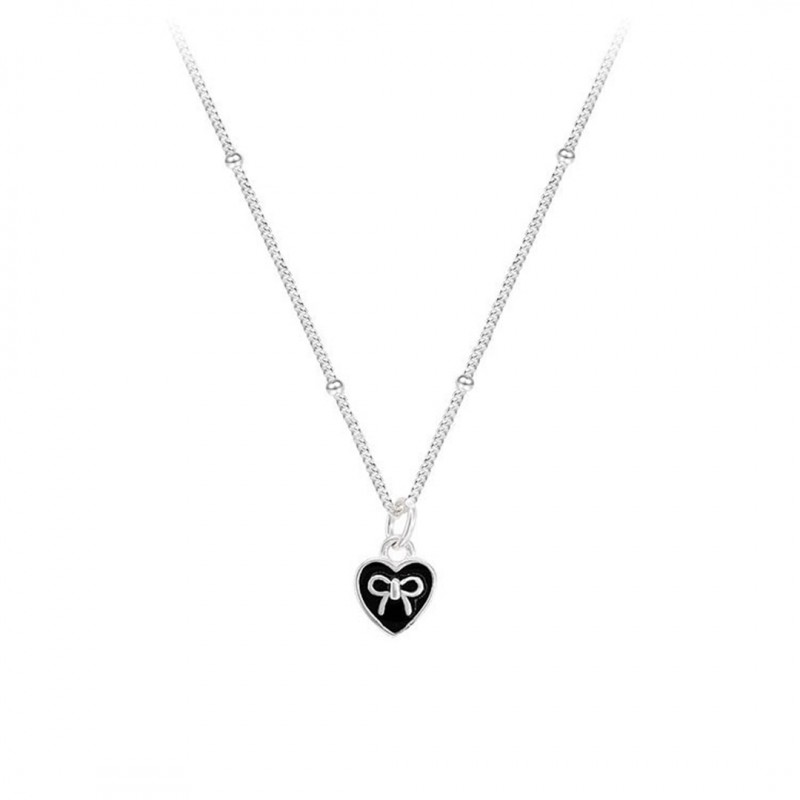 Black Heart Bow Necklace, Niche Design