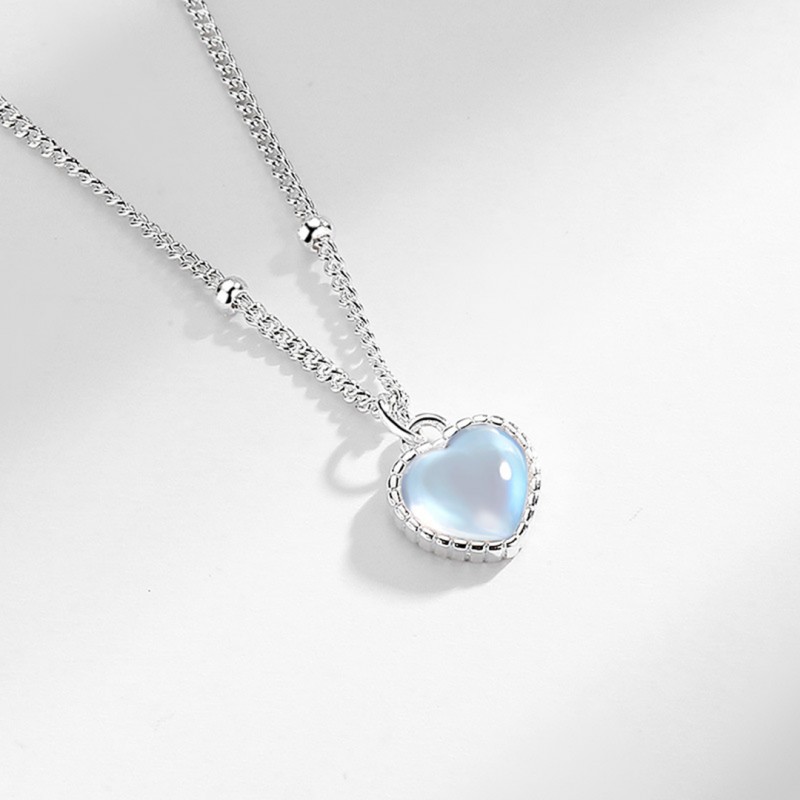 Gradient Colorful Moonstone Heart Necklace