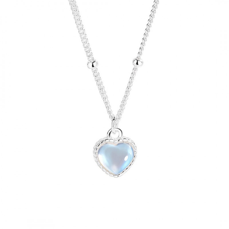 Gradient Colorful Moonstone Heart Necklace