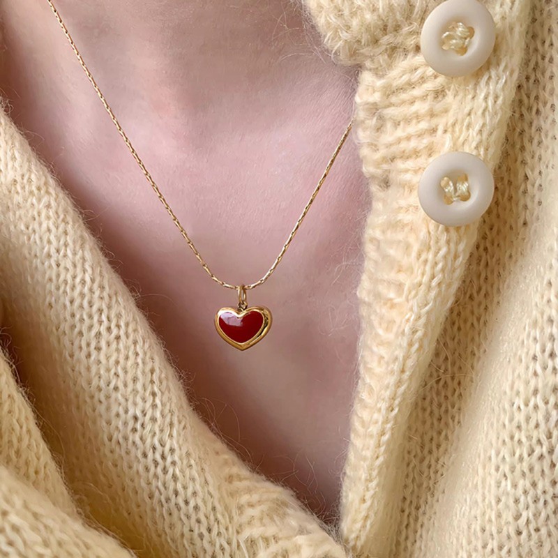 Red Heart Necklace, Niche Design, High-end