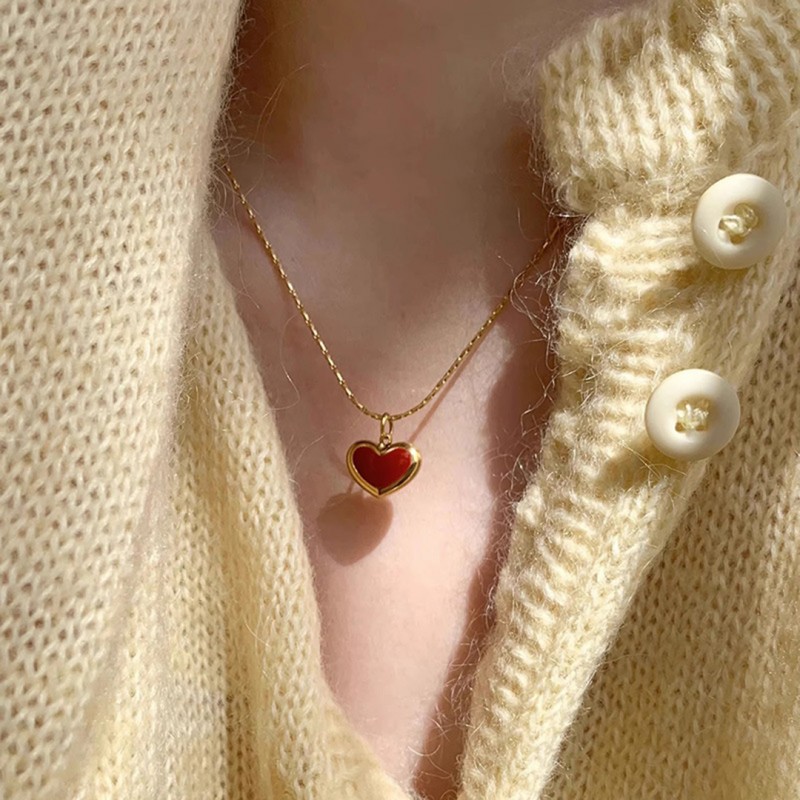 Red Heart Necklace, Niche Design, High-end