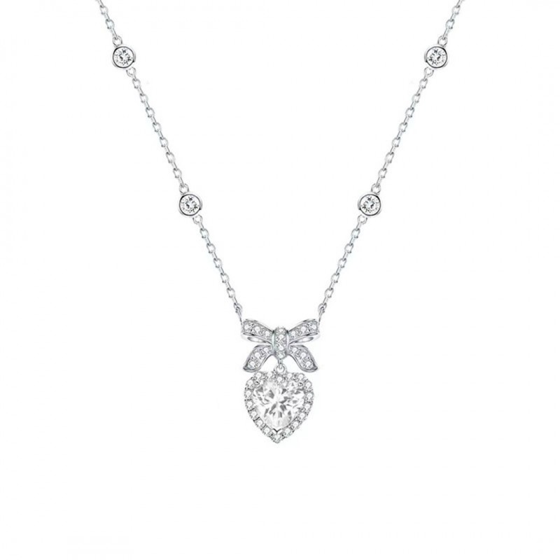 Princess Knot Necklace with Diamond Inlay, Heart and Bow Niche Design