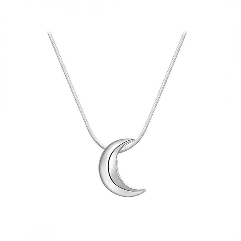 Moon Necklace, Niche Minimalist Design with Snake Bone Chain