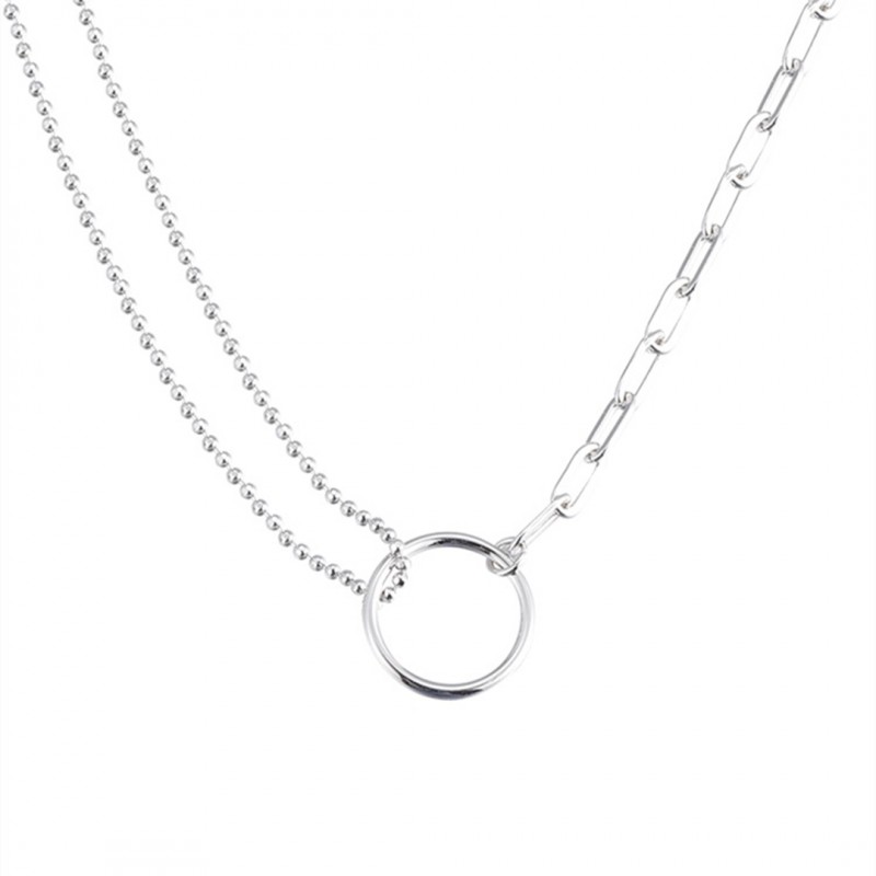 Circle Pendant Necklace, Simple Niche Design with Asymmetry