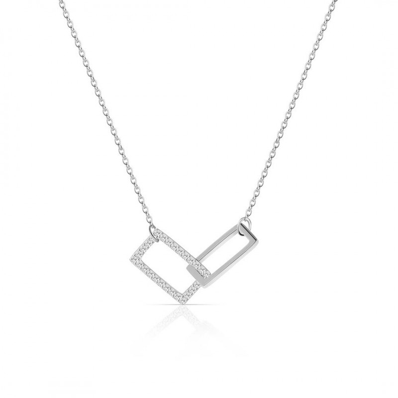 Square Double Circle Necklace with Diamond Inlay, High-end Minimalist Design