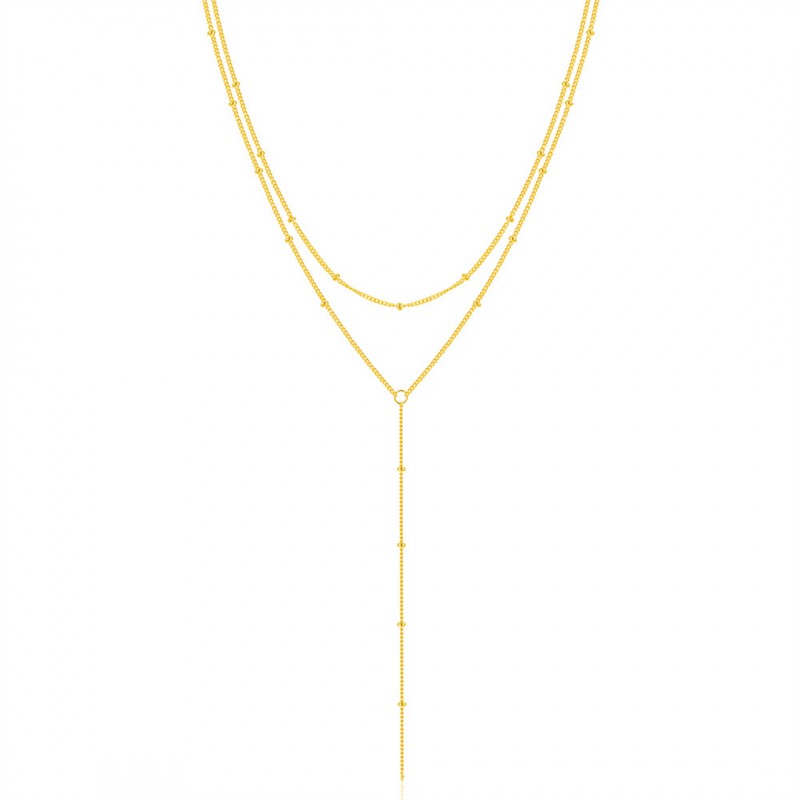 Simple, Elegant, and Classic Double Layer Y Necklace