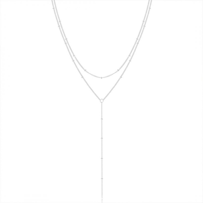 Simple, Elegant, and Classic Double Layer Y Necklace