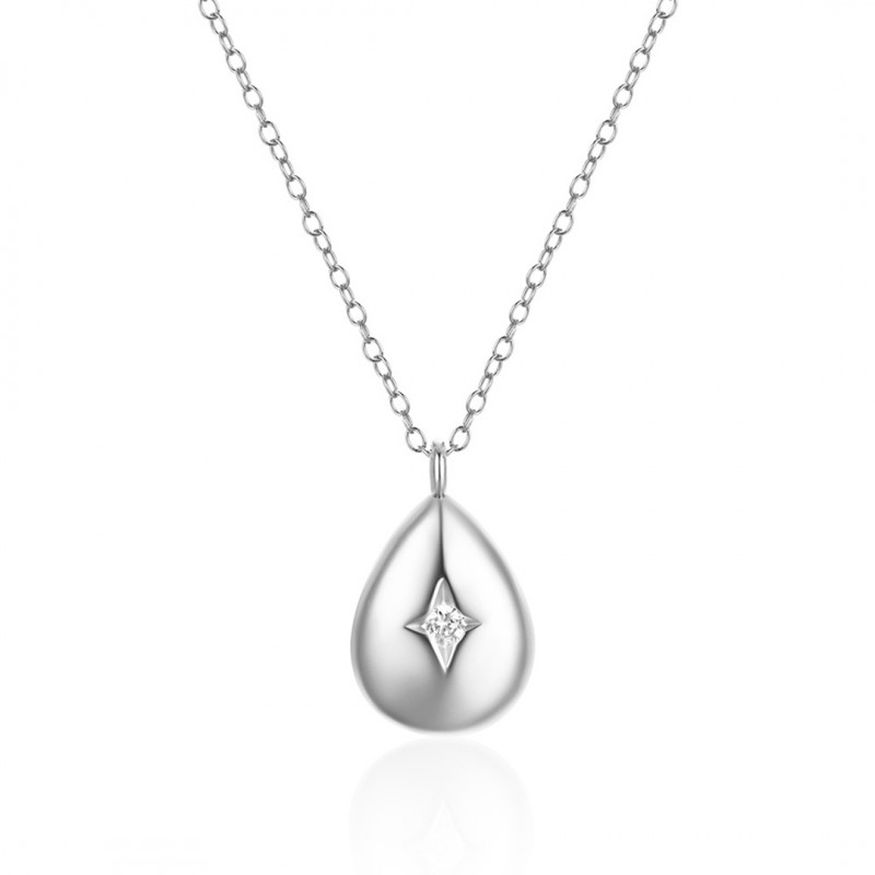 Waterdrop Four-point Star Necklace with Diamond Inlay, High-end Collarbone Chain