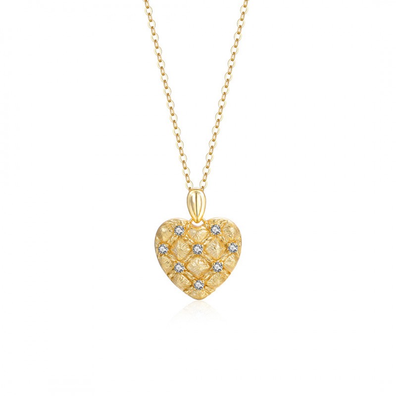 Retro Matte Love Heart Necklace Luxury Zircon 