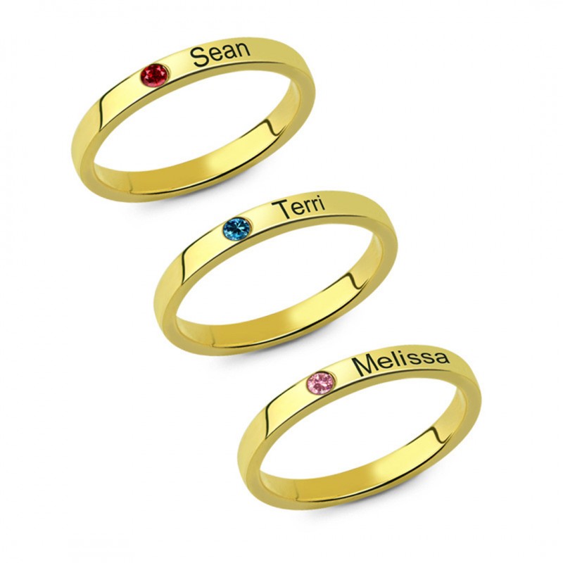 Personalized Customized Engraved Birthstone Ring