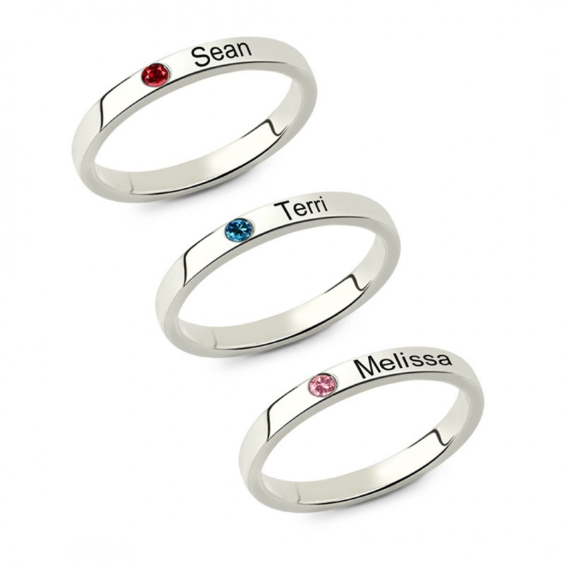 Personalized Customized Engraved Birthstone Ring