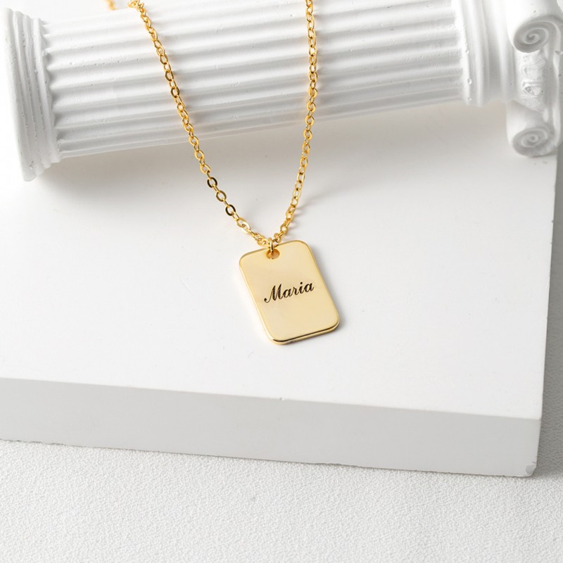 Personalized Customized Square Plate English Letter Necklace