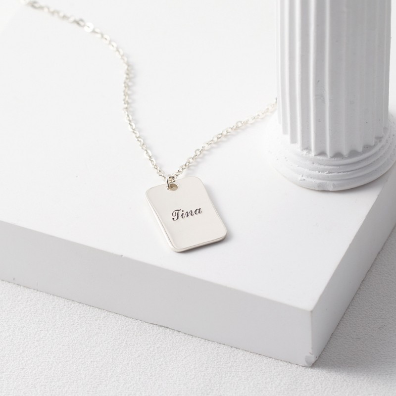 Personalized Customized Square Plate English Letter Necklace