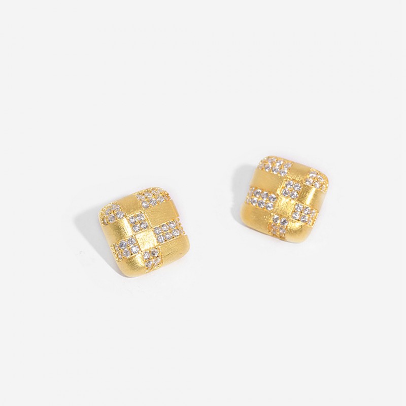 Geometric Square Vintage Drawing Ear Studs 