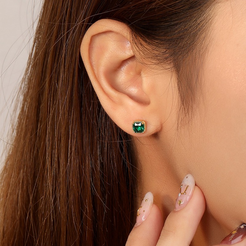 Female  Zircon Green Ear Studs