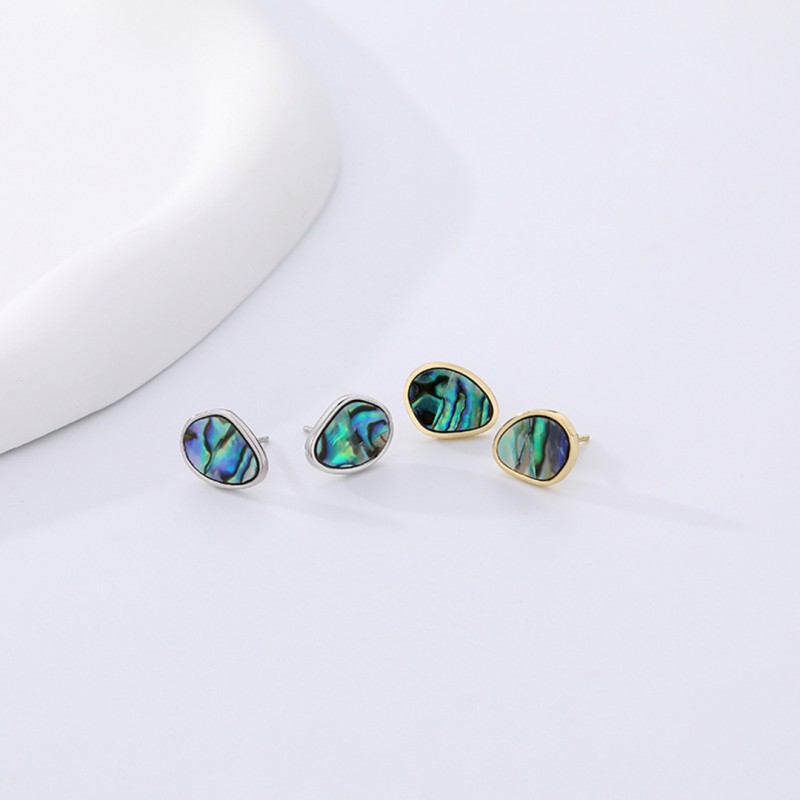 Vintage Abalone Shell Ear Studs Water Drop-shaped