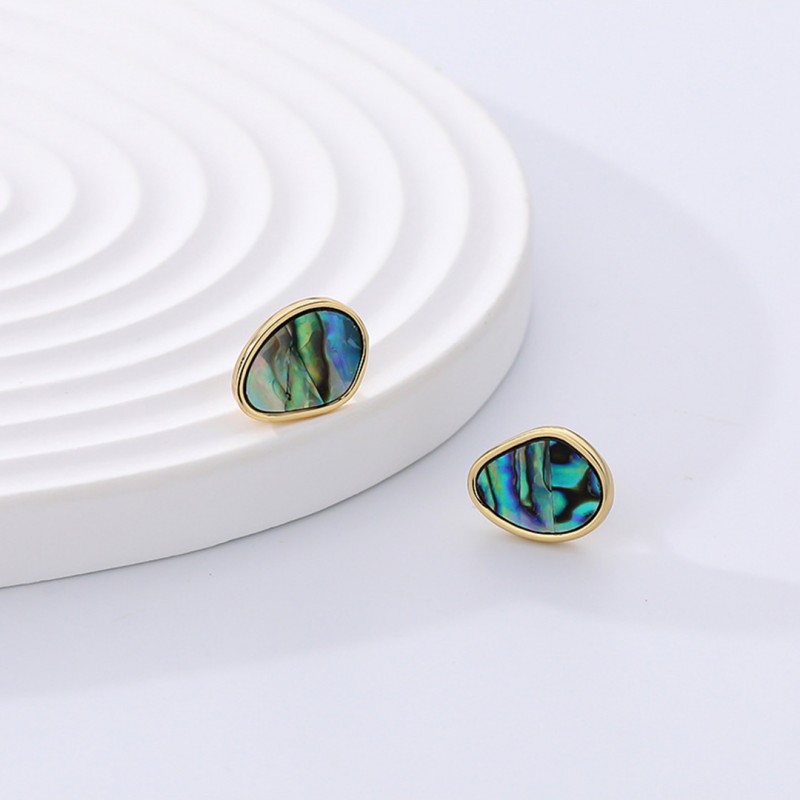 Vintage Abalone Shell Ear Studs Water Drop-shaped