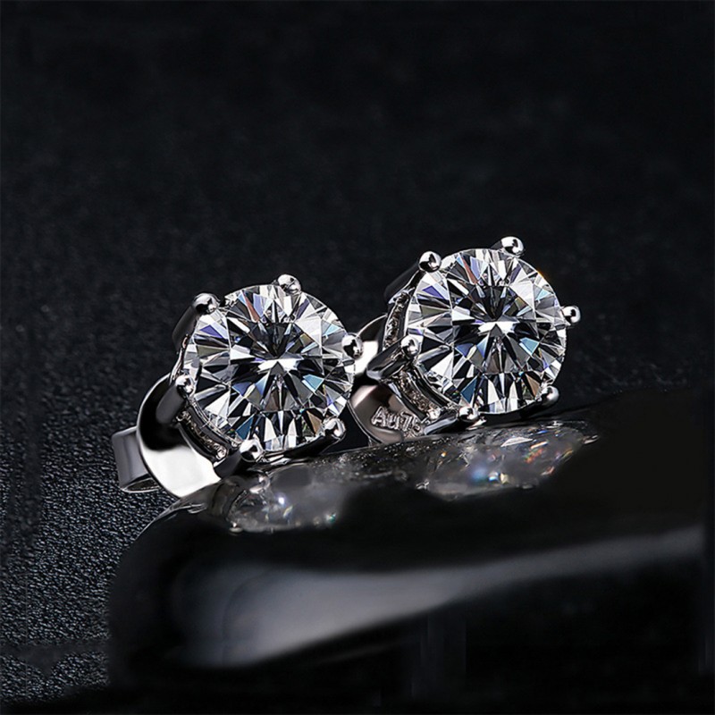 Classic Four-Six Claw Zircon Ear Studs Unisex