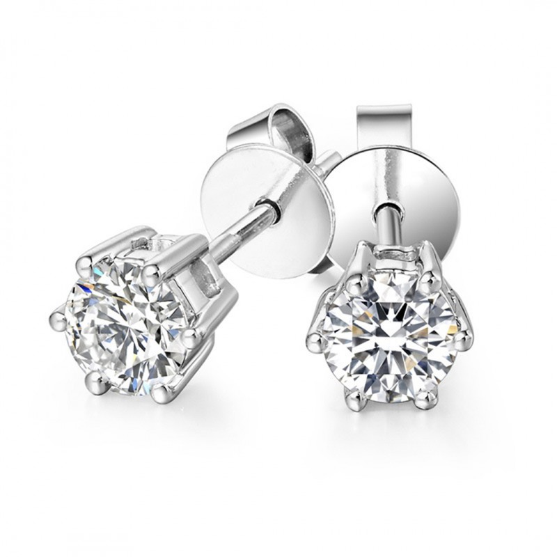 Classic Four-Six Claw Zircon Ear Studs Unisex