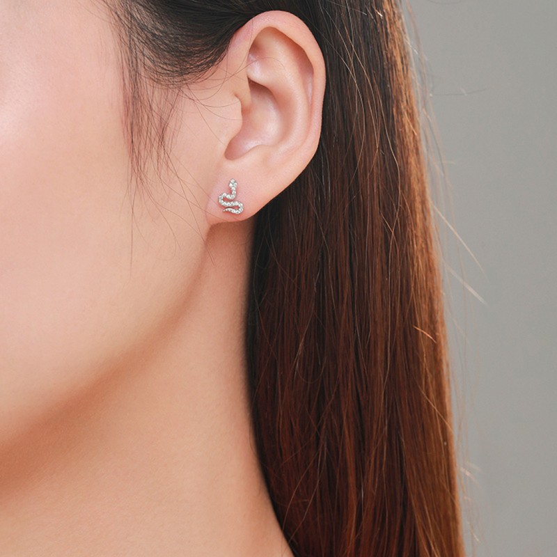 Snake-shaped Ear Studs Full Diamond Light Luxury All-match