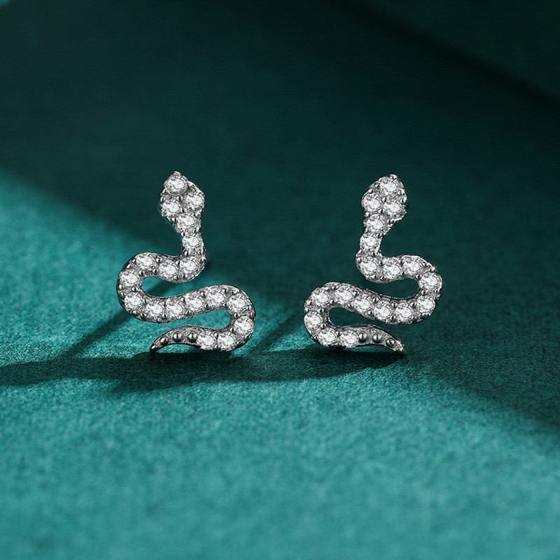 Snake-shaped Ear Studs Full Diamond Light Luxury All-match