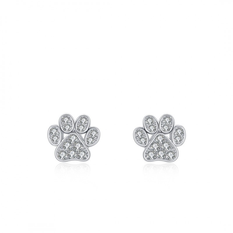 Cat Paw Print Set Diamond Ear Studs All-match