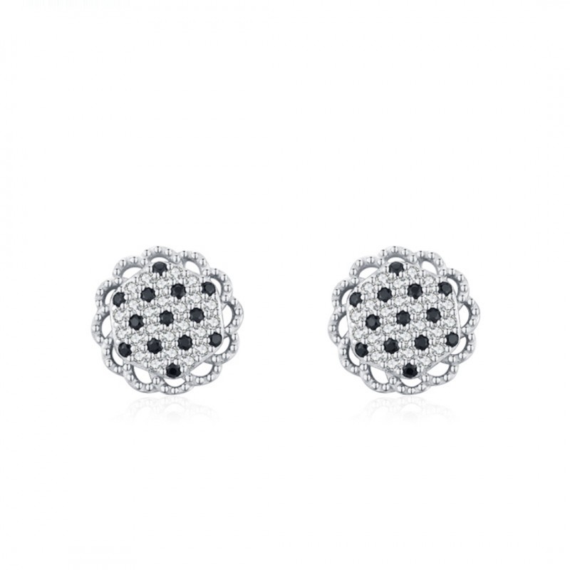 Small Fragrance Style Flower Super Flash Zircon Ear Studs