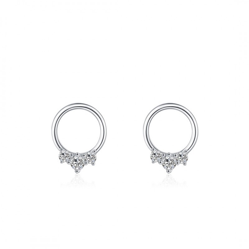 Circular Micro-set Zircon Ear Studs Women Niche High-end