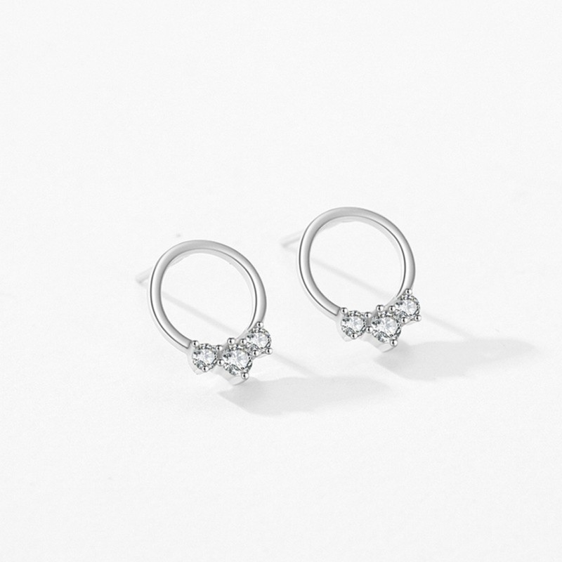 Circular Micro-set Zircon Ear Studs Women Niche High-end