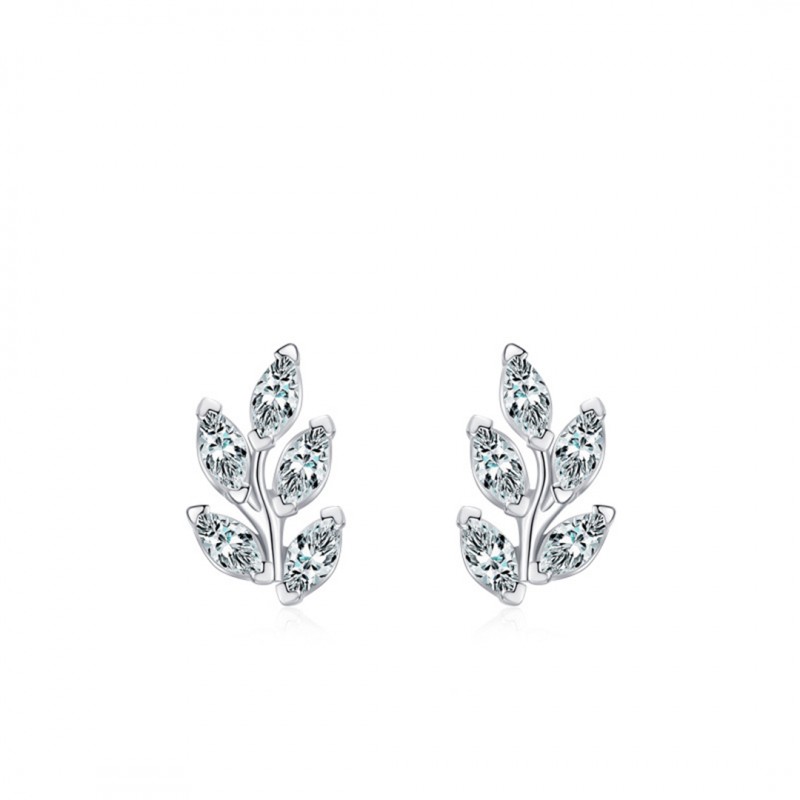 Light Luxury Fashion Leaf Set Diamond Ear Studs 