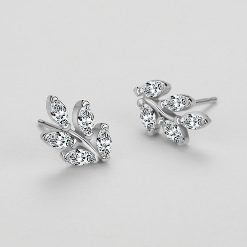 Light Luxury Fashion Leaf Set Diamond Ear Studs 