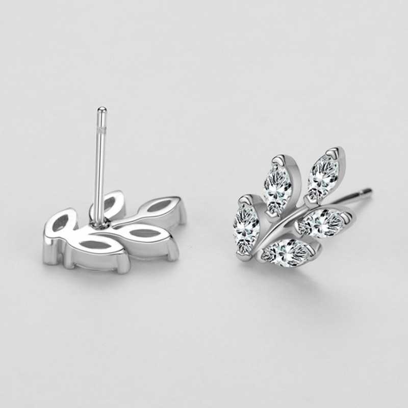 Light Luxury Fashion Leaf Set Diamond Ear Studs 