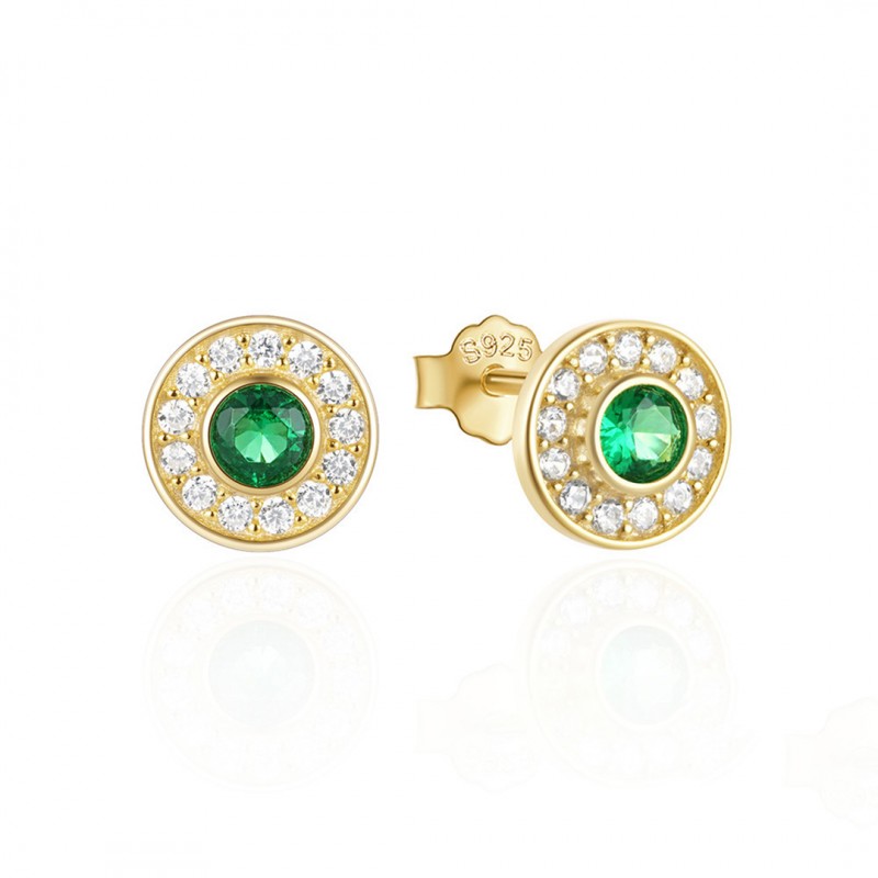 Vintage Noble Round Retro Green Diamond-Set Earrings