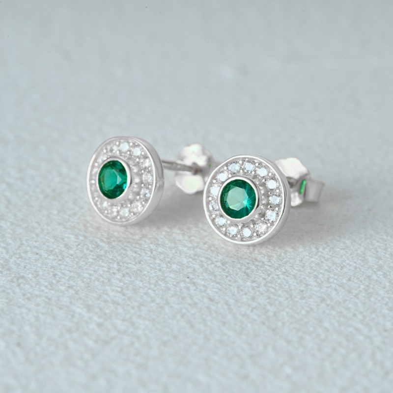 Vintage Noble Round Retro Green Diamond-Set Earrings