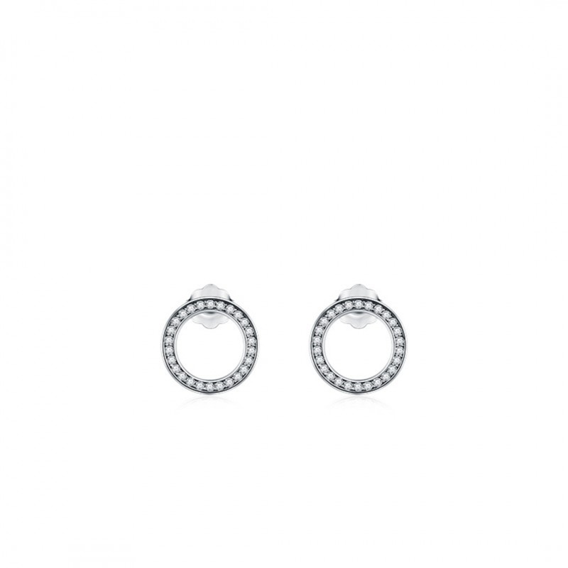 Minimalist Stud Earrings with Full Diamond Hollow Round Design