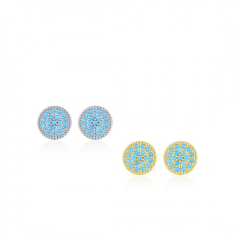 Minimalist Personalized Turquoise Round Stud Earrings