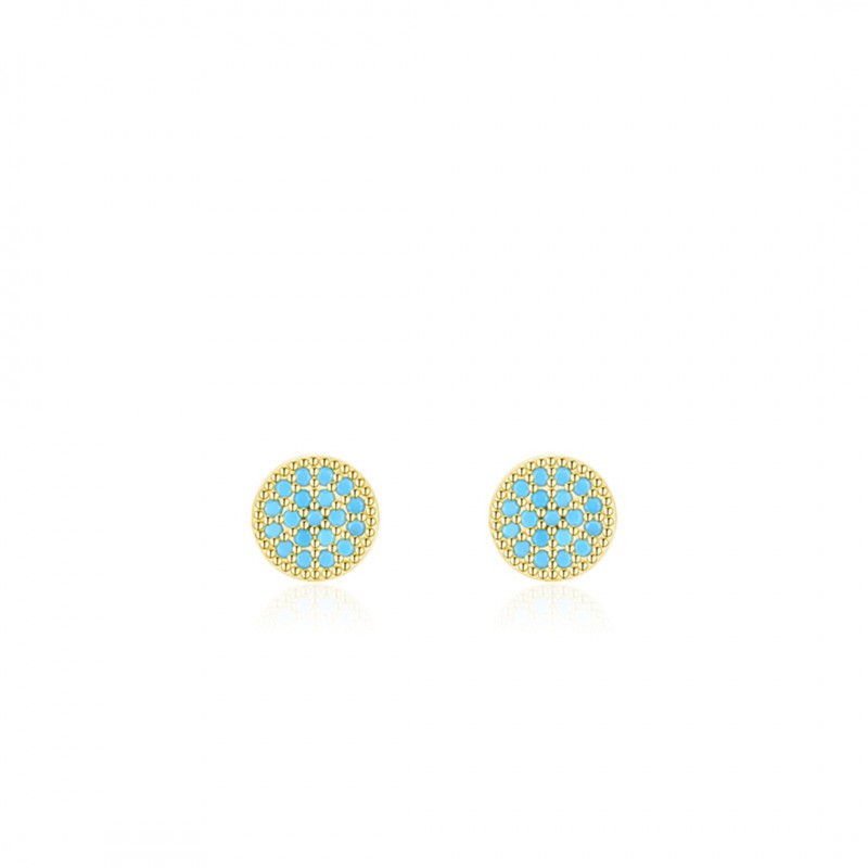 Minimalist Personalized Turquoise Round Stud Earrings