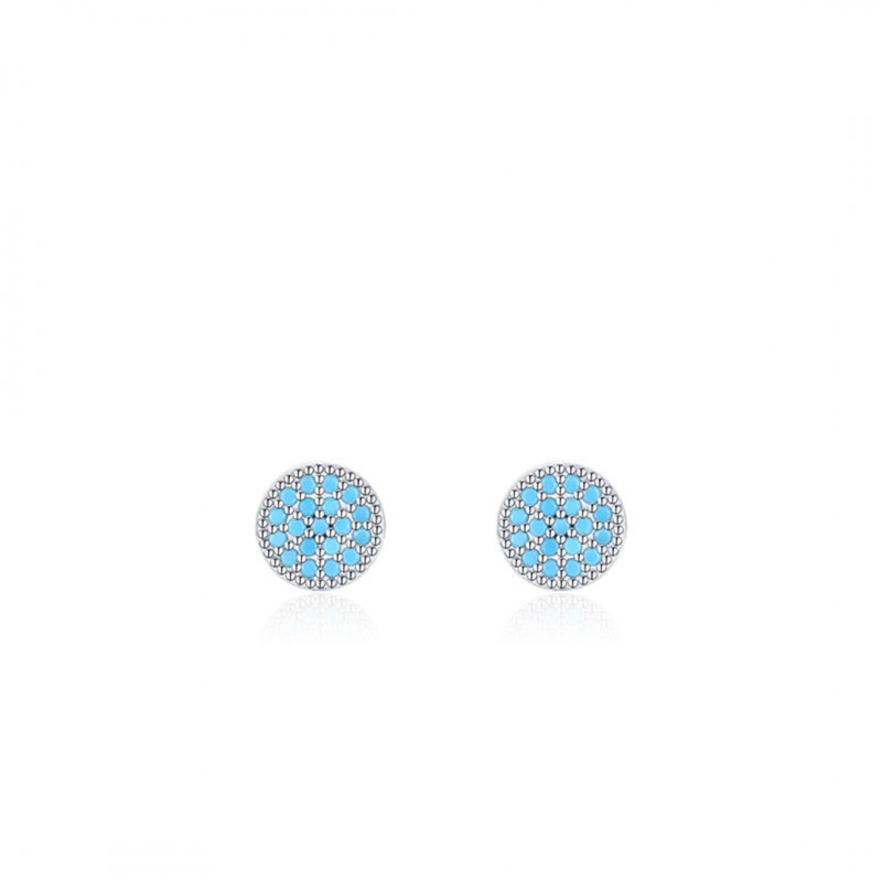 Minimalist Personalized Turquoise Round Stud Earrings