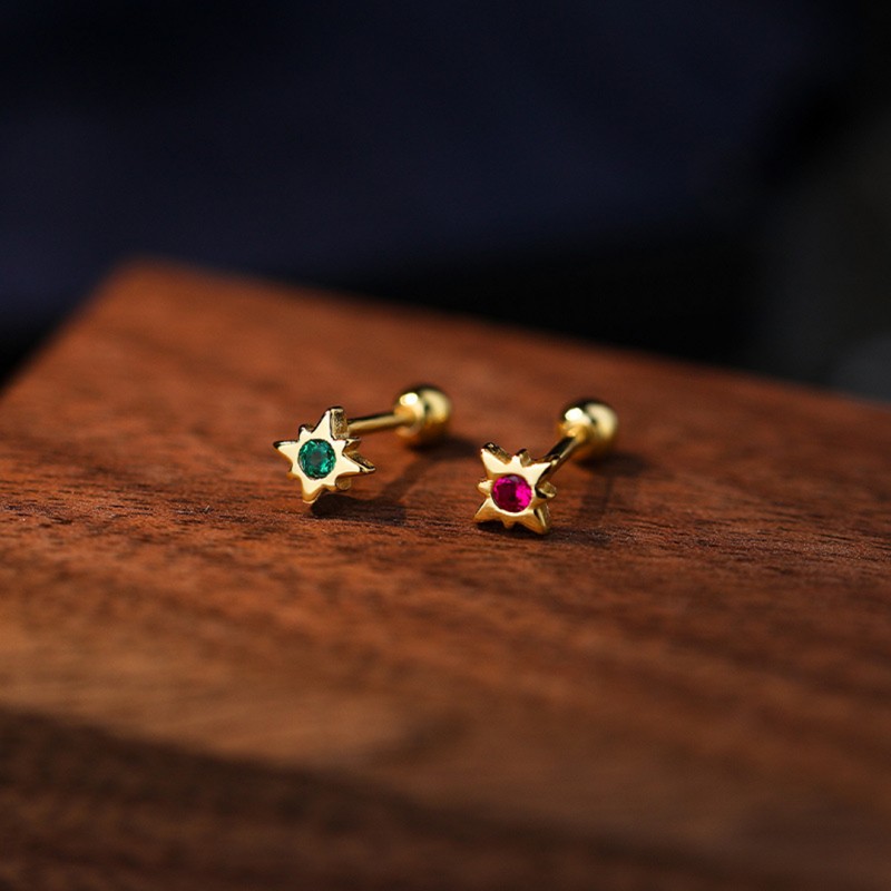 Niche High-End Geometric Colorful Zircon Stud Earrings