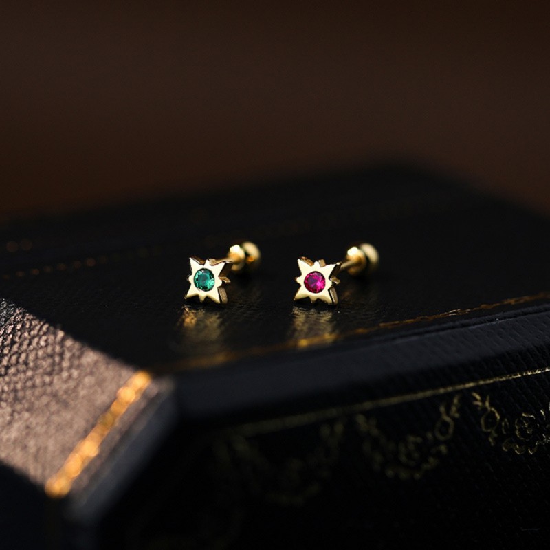 Niche High-End Geometric Colorful Zircon Stud Earrings