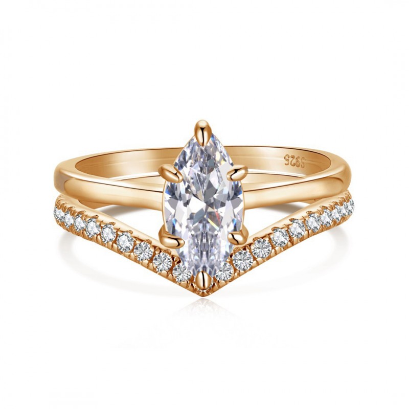 Light Luxury Rhombus Cubic Zirconia, Stackable Ring